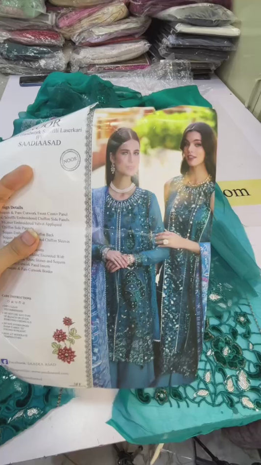 Noor by Sadia Sea Green Pret Suit |chiffon