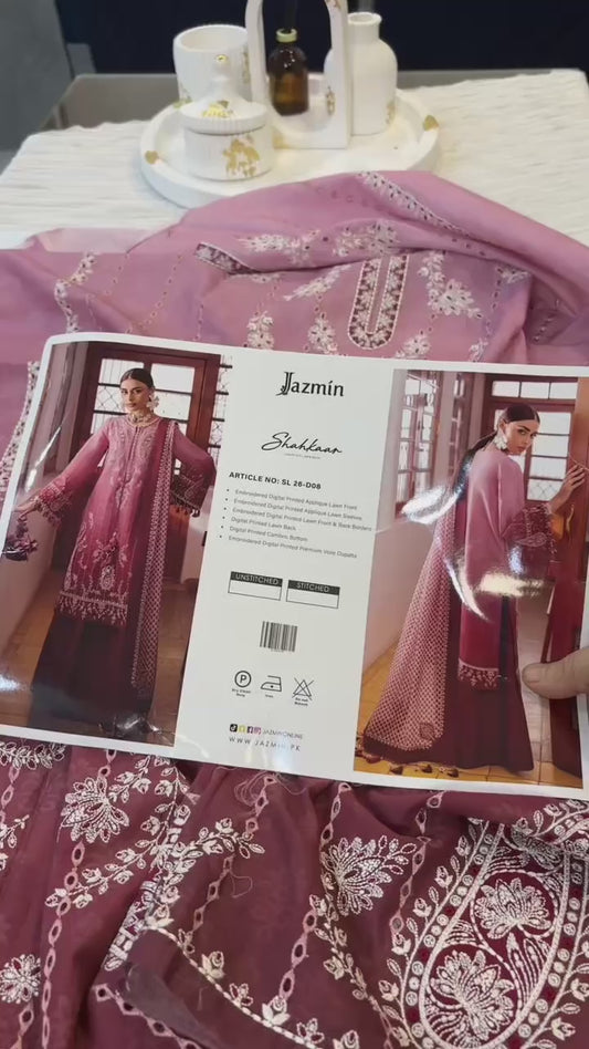 JAZMIN LUXURY LAWN SHAHKAAR