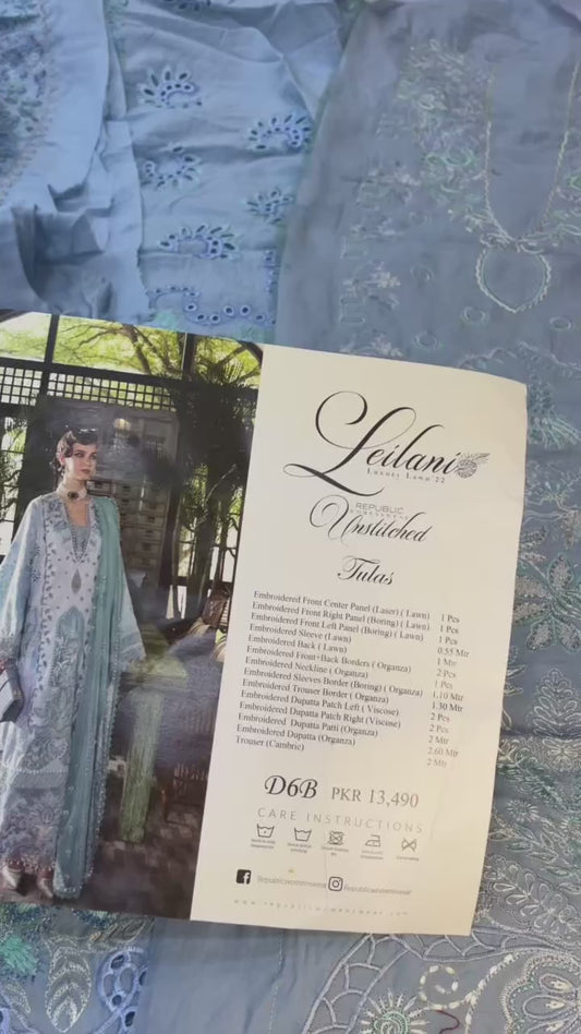 Republic Lawn Embroidered 3-Piece Suit | Peach Organza | Khush Libaas